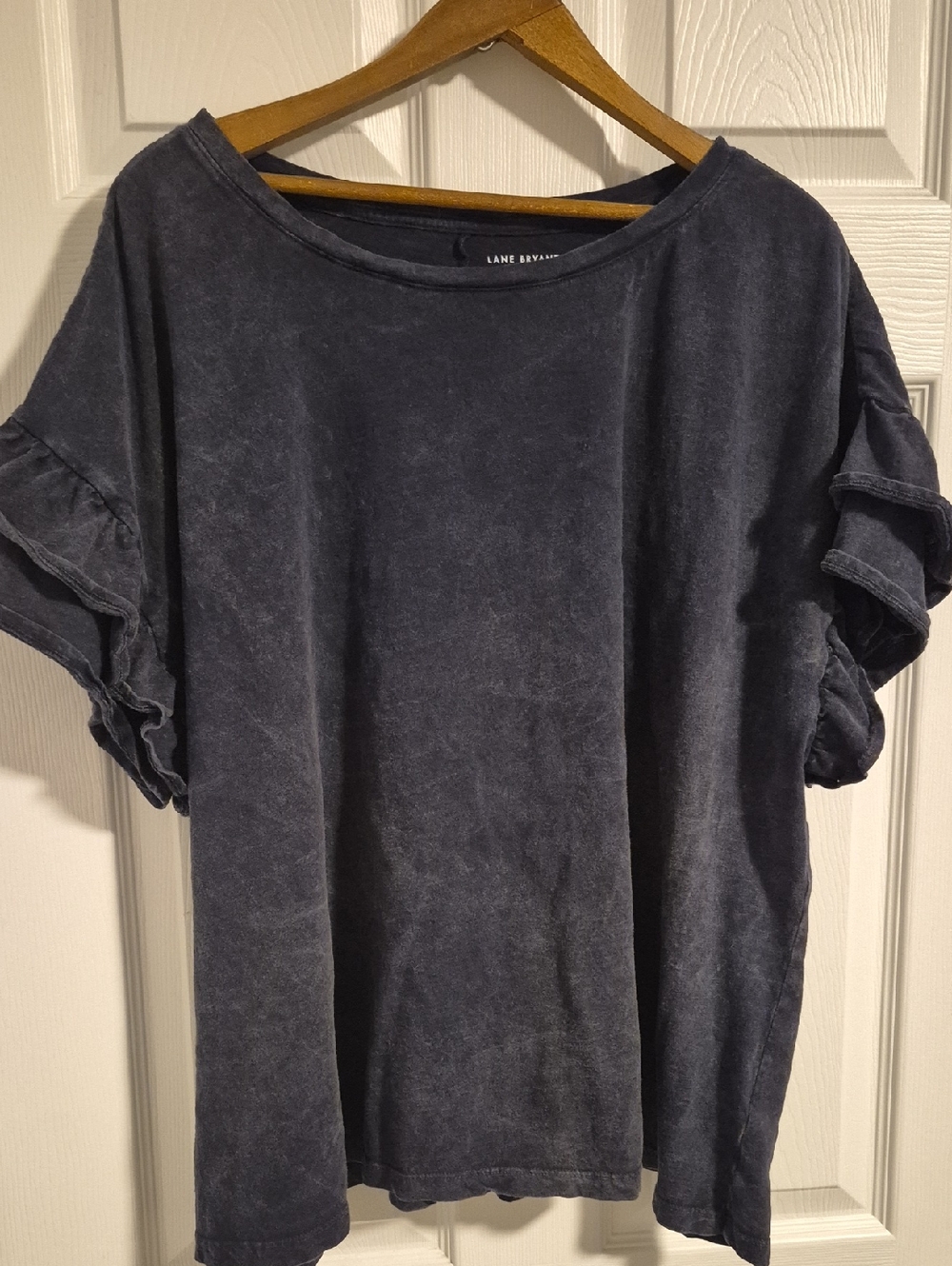 Lane Bryant Denim Wash Ruffle Sleeve Women’s Top